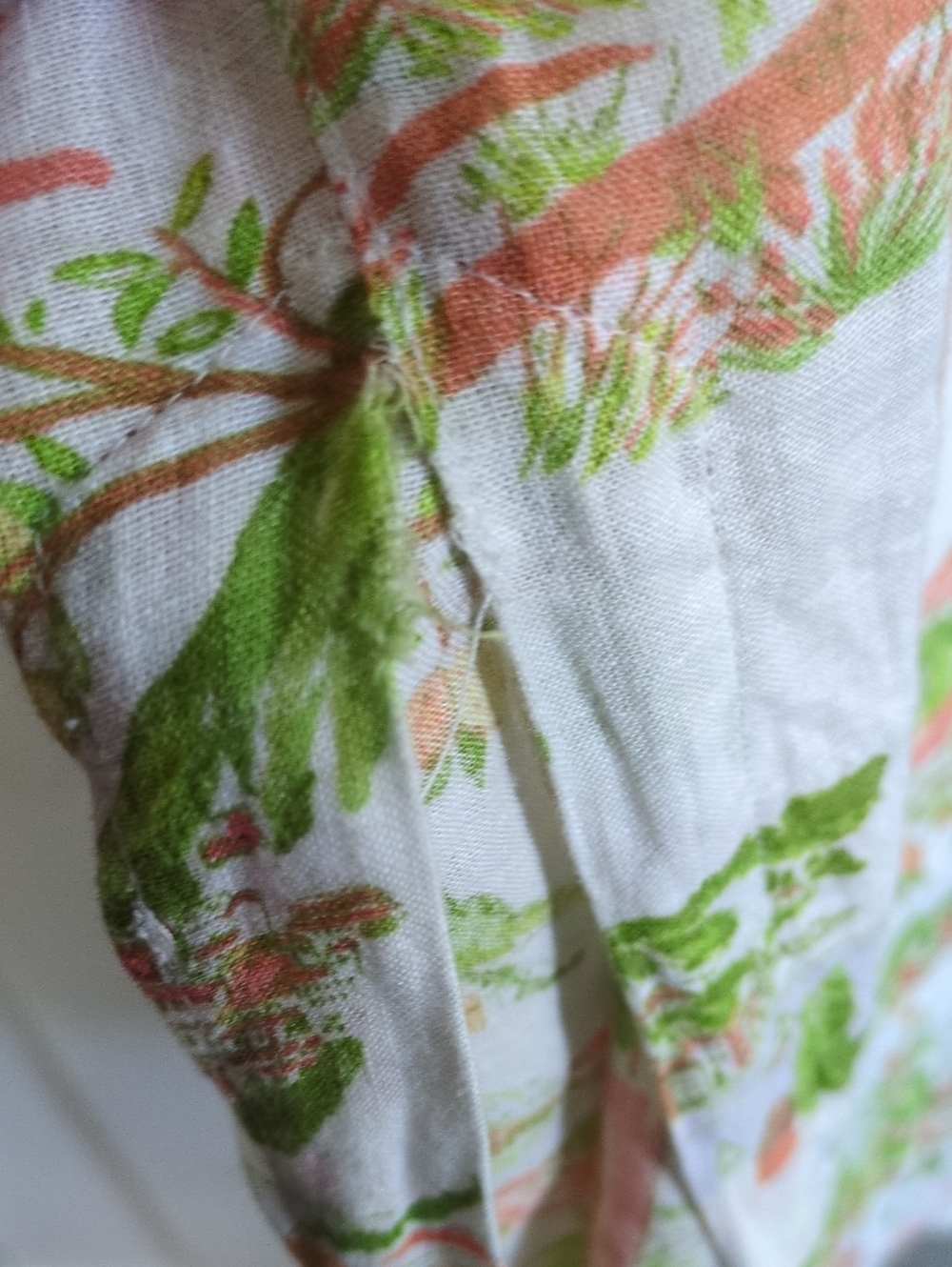 Cynthia Rowley White Maxi Dress/Cover-Up with Green & Orange Vint Tropical Print - Picture 4 of 6